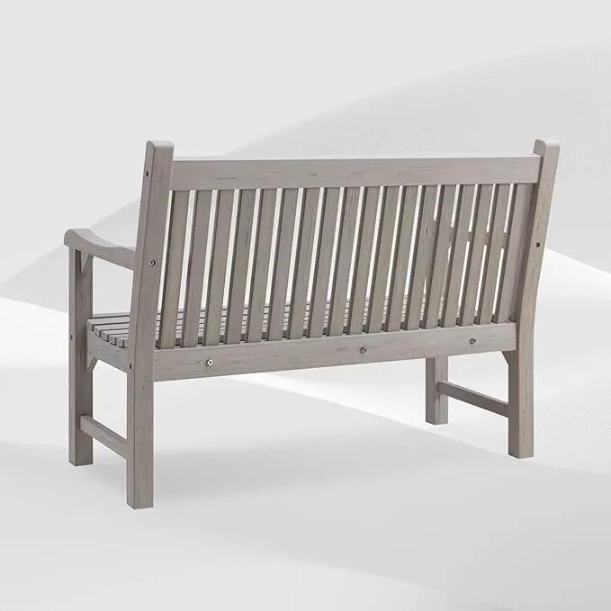 Psilvam Garden Bench, 2-Person Poly Lumber Patio Bench, All-Weather Outdoor Bench That Never Rot and Fade, Memorial Bench, Suit for Garden, Porch and Park(Grey) by GreenHaven Gardens