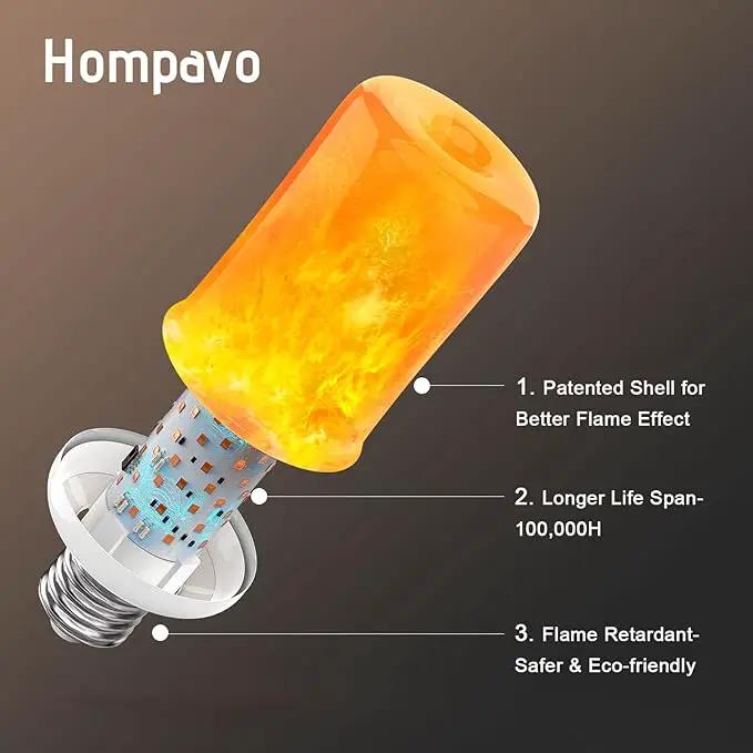 Hompavo 【Upgraded】 LED Flame Light Bulbs, 4 Modes Flickering Light Bulbs with Upside Down Effect, E26/E27 Base Flame Bulb for Halloween, Christmas, Indoor and Outdoor Decoration (White-2 Pack) by GreenHaven Gardens