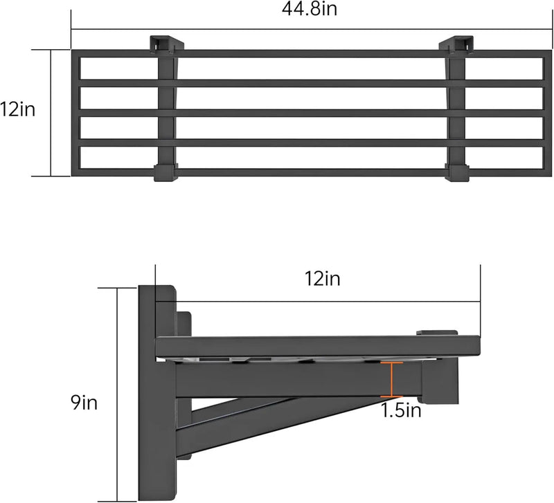 1-Pack Garage Wall Shelving,Heavy Duty Garage Storage Shelves, Wall Mounted Storage Shelving with 6 Hooks, 250LB Capacity, Black by GreenHaven Gardens