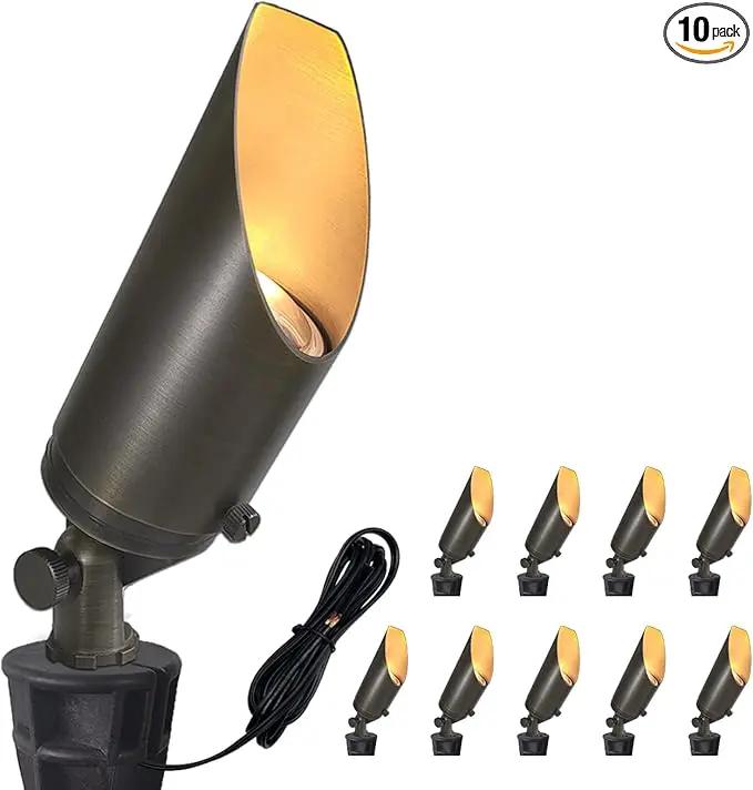 COLOER Die-cast Brass Landscape SpotLights Outdoor, 12V AC/DC Low Voltage Lighting, IP65 Waterproof Garden Patio Trees Directional Spot Up Light(103B, Bronze, 10-Pack Without Bulb) by GreenHaven Gardens