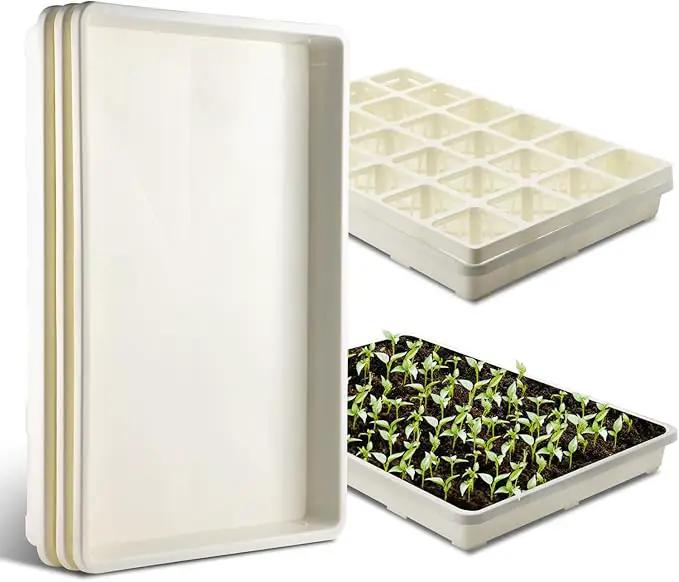 5 Pack Nursery Pot Tray, Carrying and Holding Plant Tray for Pot 24 Cell Carrying Holder Drainage Watering Plant Tray (White) by GreenHaven Gardens