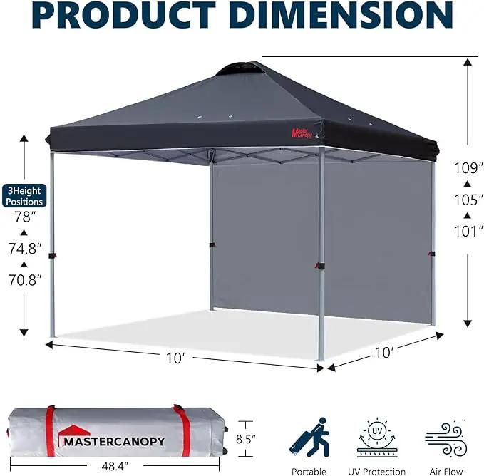 MASTERCANOPY Durable Pop-up Canopy Tent with 1 Sidewall (10'x10',Black) by GreenHaven Gardens