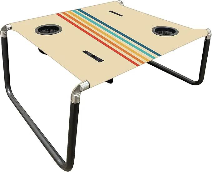 Neso Portable Beach Table with Cup Holders, Cell Phone Pockets, Lightweight for Picnics and Parks (Rainbow) by GreenHaven Gardens