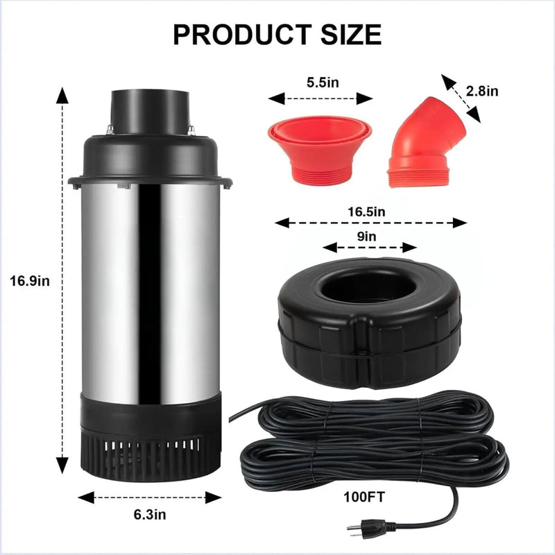Pond Fountain Aerator, 1HP 15000 GPH Floating Fountain Pump with Timer & 100FT Cord, Stainless Steel Pond Jet System for Large Outdoor Ponds & Lakes by GreenHaven Gardens