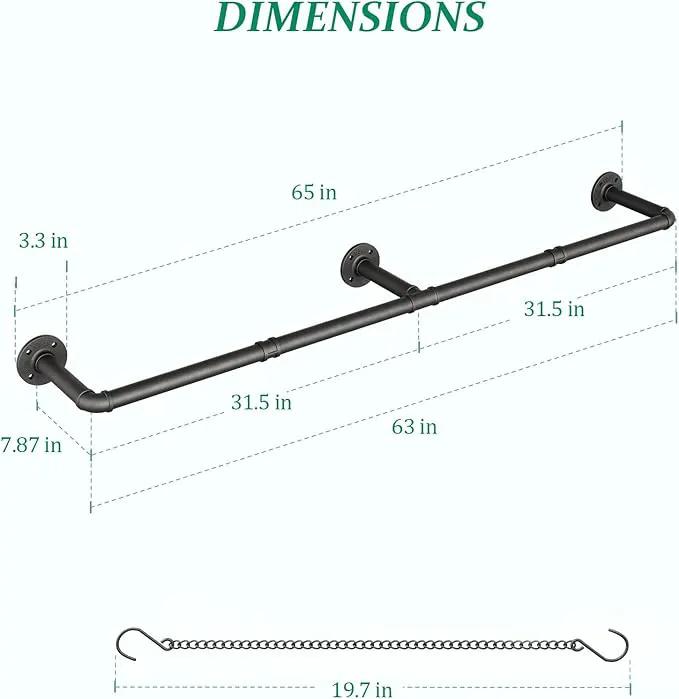 Plant Hanger Indoor, 2 Pack Hanging Planters Rod for Indoor Plants with 12 Hanging Chains, Wall Plant Hanging Rod for Window Ceiling, 65.7 Inch, Metal/Black, Pots Not Included… by GreenHaven Gardens