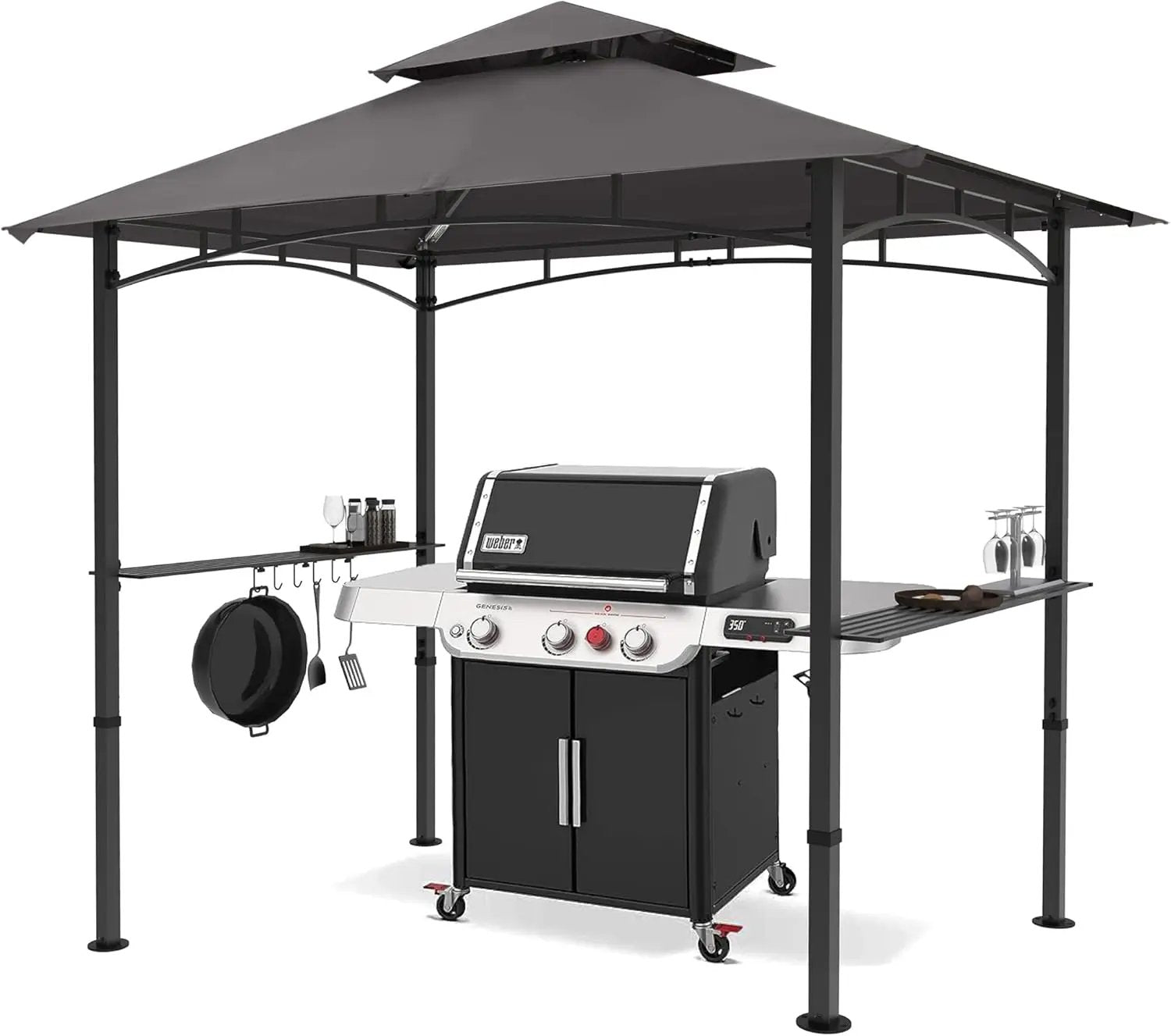 MASTERCANOPY 8 x 5 Grill Gazebo Outdoor BBQ Gazebo Canopy with 2 LED Lights (Gray) by GreenHaven Gardens