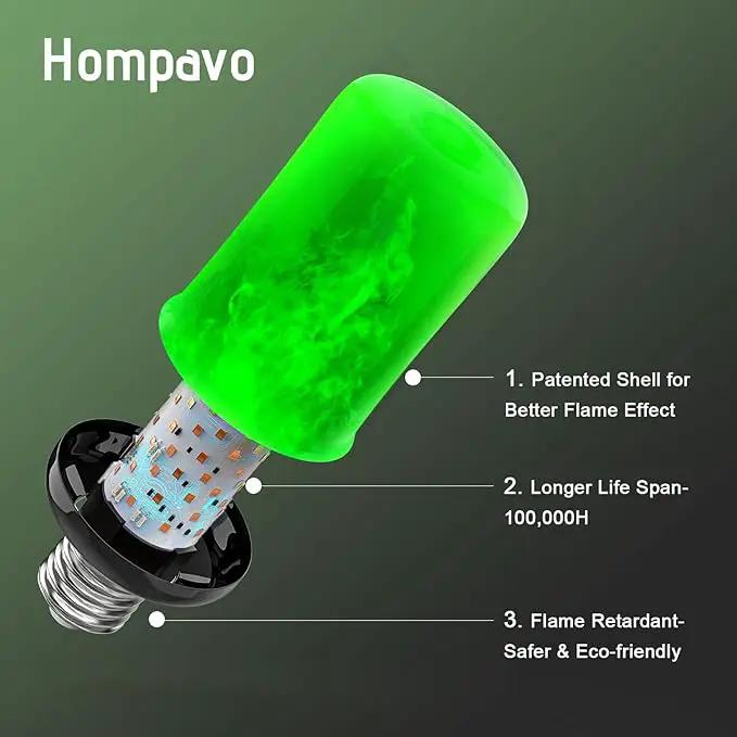 Hompavo 【Upgraded】 LED Flame Light Bulbs, Green Flickering Light Bulbs with Upside Down Effect, E26 Flame Bulb for Home Halloween St. Patrick's Day Christmas Decorations Indoor & Outdoor, 2 Pack by GreenHaven Gardens