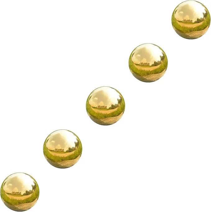 Nerien Gazing Ball, 2 Inch Stainless Steel Garden Mirror Globe, Polished Ornament Sphere, Hollow Floating Reflective Hemisphere, for Home Outdoor Pond Housewarming Swimming Decoration, Gold, 5pcs by GreenHaven Gardens