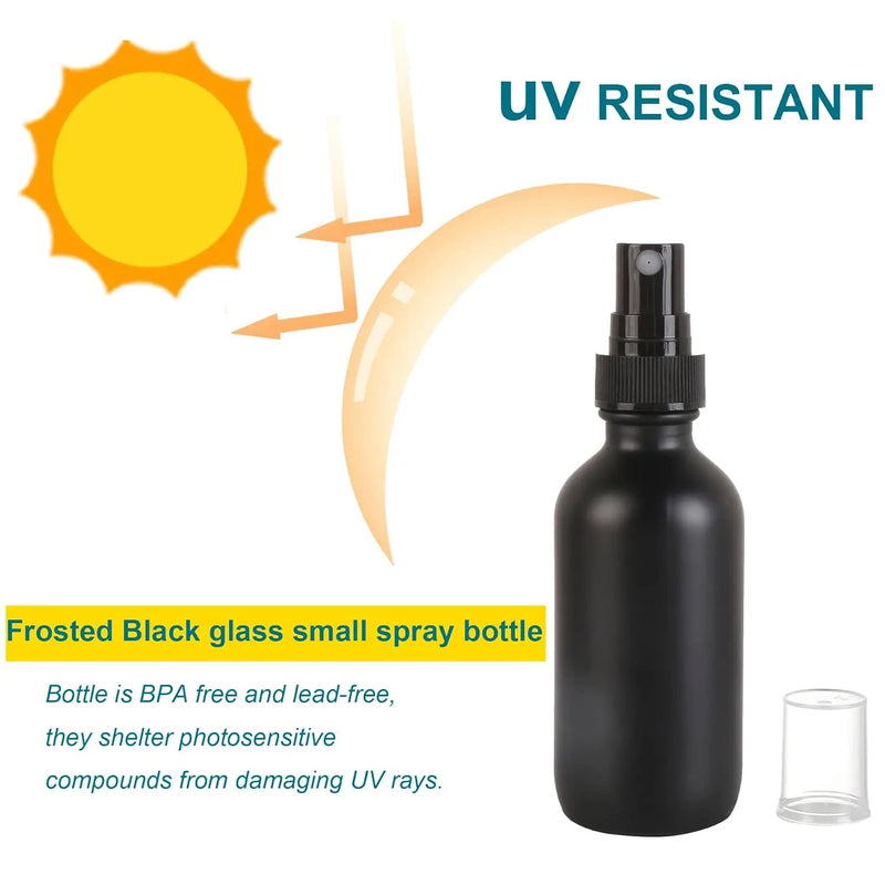 Frosted Black Glass Small Spray Bottle 2 oz 48 Packs,Fine Mist Sprayer Small Clear Bottles,Refillable Containers mini spray bottles for Cleaning Solutions and Skin Care (Frosted Black 48pcs) by GreenHaven Gardens