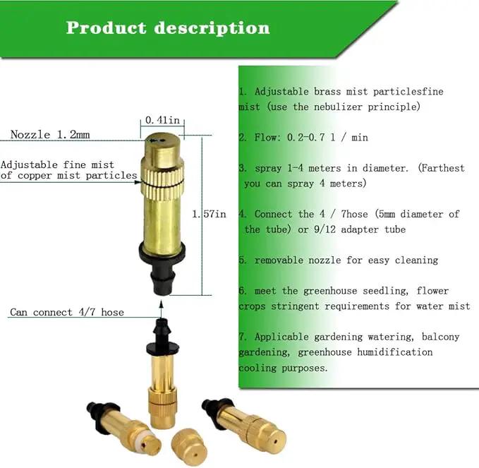 Adjustable Copper Atomizing Nozzle, Drip Irrigation Sprayer, Micro Nozzle Garden Cooling Irrigation Equipment (25 pcs)(Black+Gold) by GreenHaven Gardens