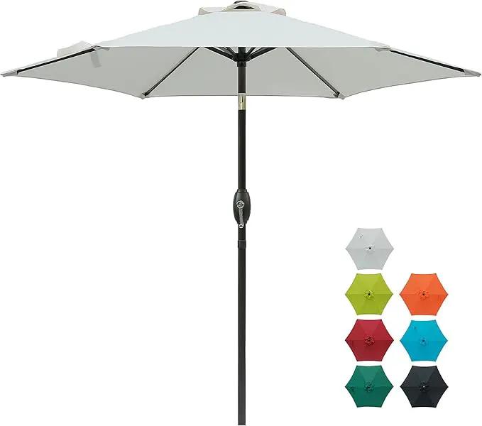 Aok Garden 7.5 ft Patio Umbrella Outdoor Market Umbrella Tilt Button and Crank 6 Ribs for Deck Lawn Pool& Backyard by GreenHaven Gardens