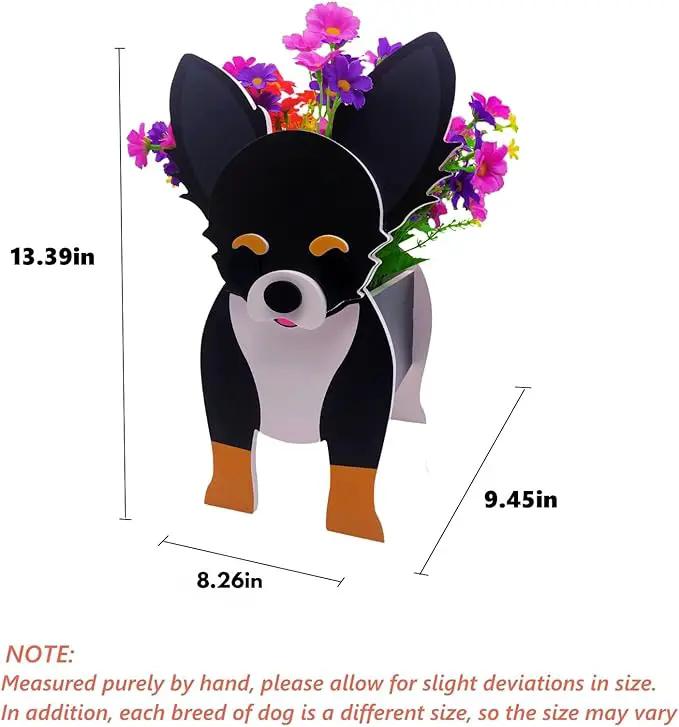 Black and White Chihuahua Planter Plant Pots,Cute Garden Dog Flower Planter,Dog Planters Birthday Gifts for Women,Office,Indoor/Outdoor Decor(9.45 * 5.91 * 13.46in) by GreenHaven Gardens