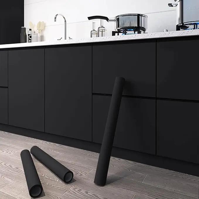 Dimoon 118''x23.6'' Black Skin Peel and Stick Wallpaper Contact Paper Modern Self Adhesive Wall Paper Removable Renter Friendly Textured Solid Color Cabinet Vinyl Roll (118''x23.6'',Black Skin) by GreenHaven Gardens