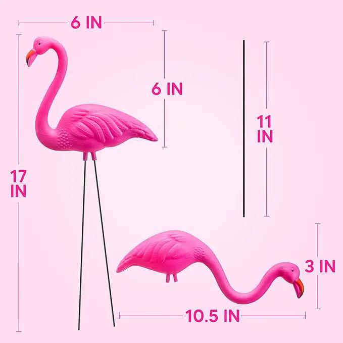 JOYIN Set of 6 Small Pink Flamingo Yard Ornament Stakes, Mini Lawn Plastic Flamingo Statue with Metal Legs for Sidewalks, Outdoor Garden, Luau Party, Tropical Party Decor, 2 Styles by GreenHaven Gardens