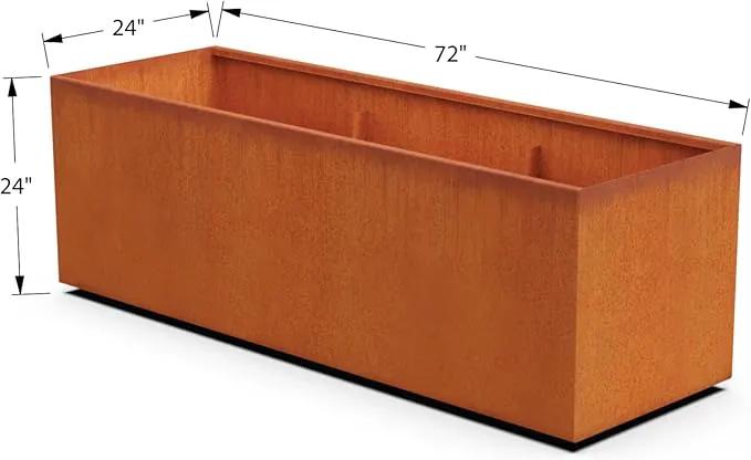 Corten Steel Planter Rectangle Outdoor Metal Garden Box Heavy Duty | Made in USA | Fully Assembled by GreenHaven Gardens