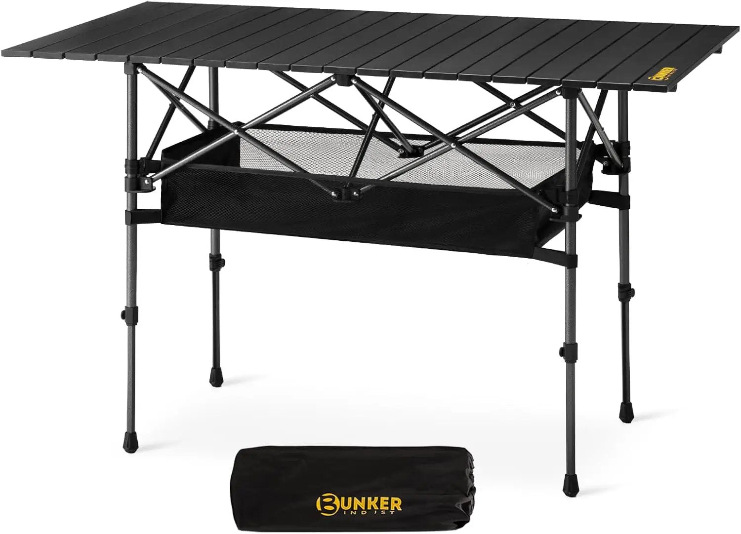 BUNKER INDUST Folding Camping Table, Outdoor Portable Roll-Top Aluminum Table with Carry Bag for Picnic,Beach,BBQ,Backyards, Adjustable Height by GreenHaven Gardens