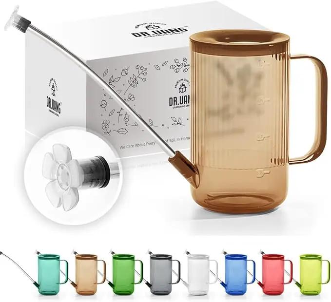 Small Watering Can Indoor Plants with Long Spout (1L, Amber Brown) by GreenHaven Gardens