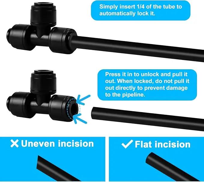 100FT PE Drip Irrigation Tubing, 1/4 inch Blank Distribution Tubing with 10PCS 1/4" Drip Irrigation Tee Connectors for Quick Connector Irrigation System by GreenHaven Gardens