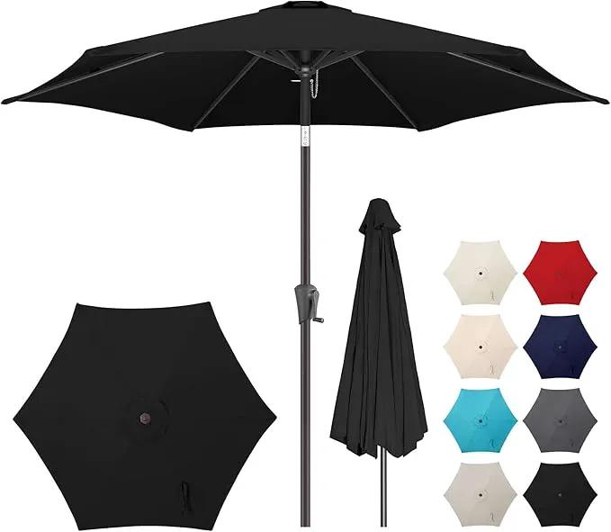 7.5" Outdoor Patio Umbrella - Table Umbrella Waterprool UV Protection, Sombrillas de Patio with Push Button Tilt&Crank, Sun Umbrella for Pool, Porch, Garden, Deck, Backyard(Black) by GreenHaven Gardens