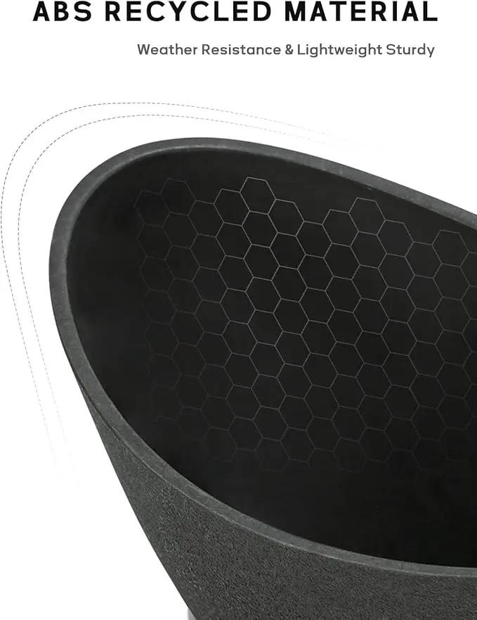 LaDoVita Plant Pots with Drainage Holes, 12 Inch Large Planters for Indoor Plants, Plastic Flower Pots Outdoor, Set of 2 Pack, Frosted Black by GreenHaven Gardens