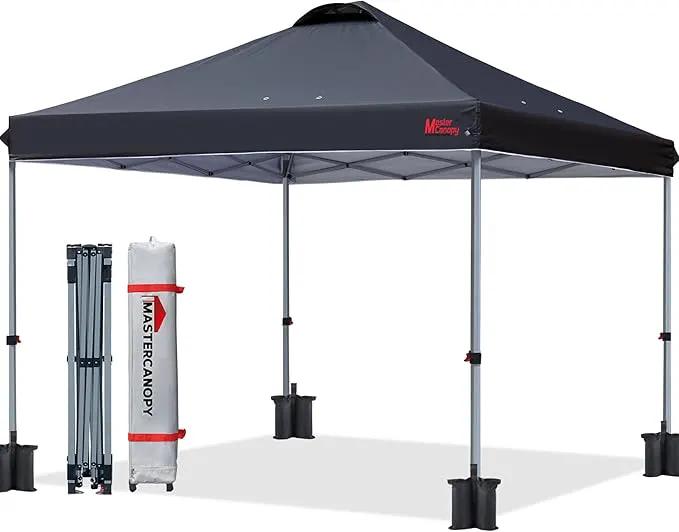 MASTERCANOPY Durable Pop-up Canopy Tent with Roller Bag (10x10, Black) by GreenHaven Gardens