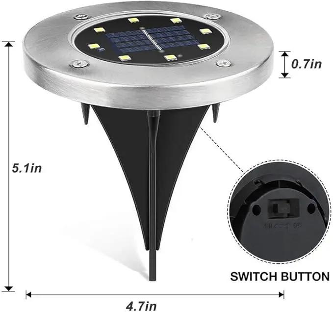 ZGWJ Solar Ground Lights, 12 Packs 8 LED Solar Garden Lamp Waterproof In-Ground Outdoor Landscape Lighting for Patio Pathway Lawn Yard Deck Driveway Walkway White by GreenHaven Gardens