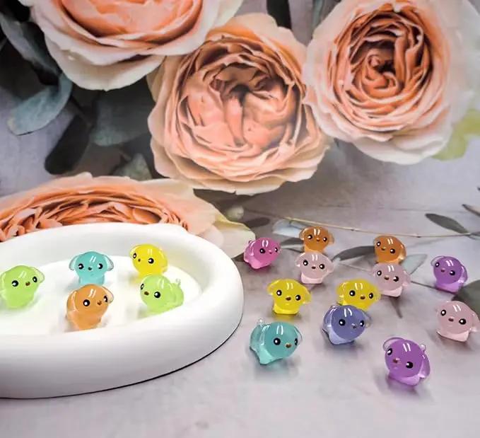 Luminous Mini Resin Dogs 40pcs Tiny Dogs Glow in The Dark for Garden Miniatures Fairy Garden Office Pranks and Dog Cake Toppers by GreenHaven Gardens