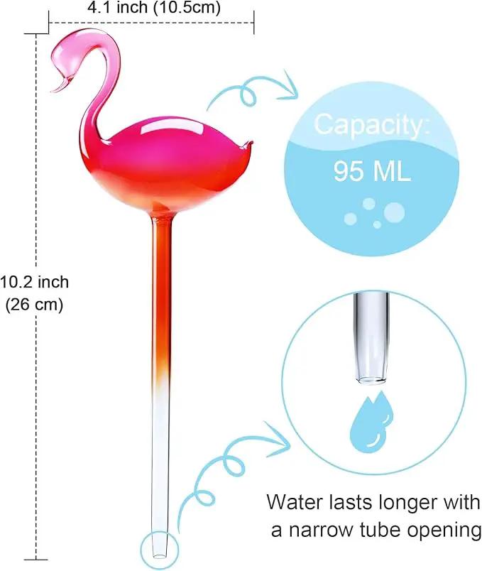 Self-Watering Glass Globes 2PCS Flamingo Gradient Hot Pink 10" Long Hand Blown Bulbs Pot Plant Waterer Home Indoor Outdoor Garden Patio Hanging Flower Spike Decorative Automatic Irrigation System by GreenHaven Gardens