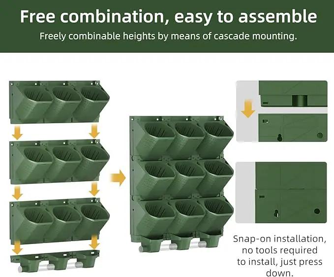Self Watering Wall Mounted Vertical Planter, 36 Pots Wall Planter Indoor Vertical Living Green Plant Wall Easy Installation (Green with Timing System) by GreenHaven Gardens