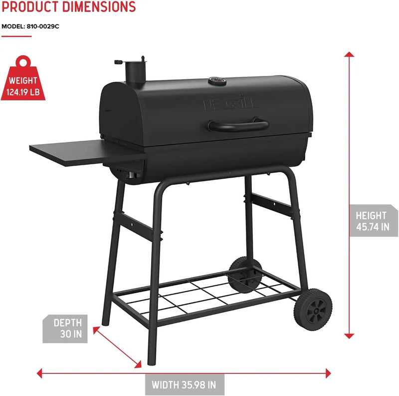 Nexgrill Premium 29" Charcoal Grill with Side Shelf, 552 SQ In Cooking Space, Adjustable Charcoal Tray, Chimney Air Vent, Warming Rack, Barrel Smoker Grill for Camping, Picnics, and More - 810-0029C by GreenHaven Gardens
