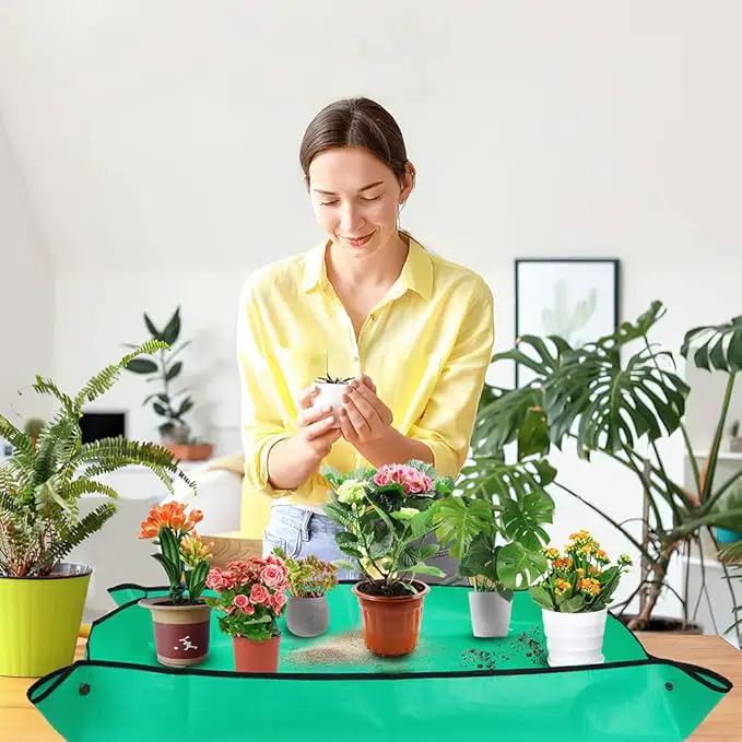 Repotting Mat,Potting Mat,Gardening Gifts,Gardening Tools,Indoor Plant Accessories,Plant Repotting Mat,Garden Tool Set,Gardening Supplies,Indoor Plant Tools,Gardening Gifts for Women(Green 26*26 in) by GreenHaven Gardens