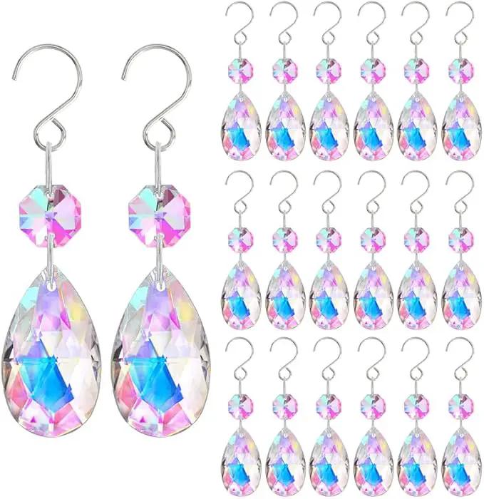 20Pcs Chandelier Crystals,38mm Colorful Teardrop Crystal Chandelier Pendants Parts Beads,Hanging Crystals for Chandeliers by GreenHaven Gardens