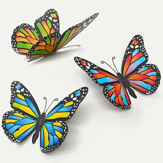 EOORAU 3D Metal Butterfly Wall Decor, Double-sided Pattern Metal Butterflies Wall Hanging Sculpture Decor for Outdoor Fence Patio Yard Garden Tree Decorations, Housewarming Gift by GreenHaven Gardens