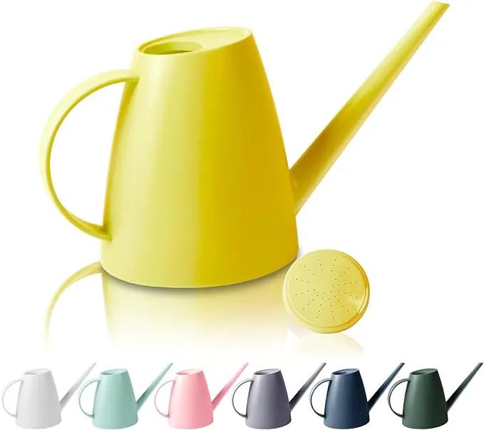 Watering Can for Indoor Outdoor Plants, Modern Small Watering Cans with Removable Nozzle, Long Spout Watering Can for Indoor Bonsai Plants Garden Flowers 1/2 Gallon 1.8L 60OZ (Yellow) by GreenHaven Gardens