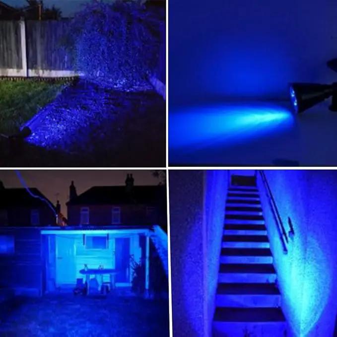 T-SUN Blue Solar Spotlights, Outdoor Waterproof Auto ON/Off Adjustable Garden Pond Lights for Tree, Patio, Yard, Driveway, Stairs, Pool Area by GreenHaven Gardens