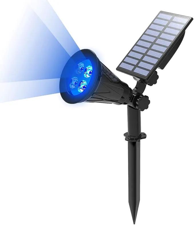 T-SUN Blue Solar Spotlights, Outdoor Waterproof Auto ON/Off Adjustable Garden Pond Lights for Tree, Patio, Yard, Driveway, Stairs, Pool Area by GreenHaven Gardens