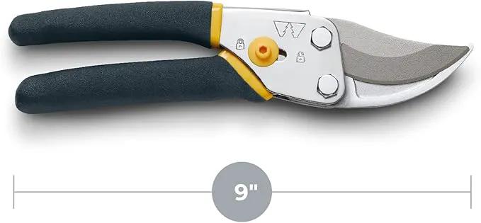 Woodland Tools Co. Bypass Pruning Shears for Gardening – 5/8" Cut Capacity, High Carbon Steel Blade with Non-Stick Coating, Soft Grip, Steel Handle, Hand Pruner for Plants, Flowers, and Shrubs by GreenHaven Gardens