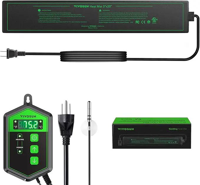 VIVOSUN 3" x 20" Seedling Heat Mat and Digital Thermostat Combo Set, UL & MET-Certified Heating Pad for Hydroponic, Kombucha Tea, Brewing, Fermentation & Plant Germination by GreenHaven Gardens