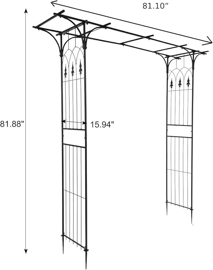 VINGLI Garden Arbor, Arch Archway for Wedding Ceremony Party, Steel Garden Trellis for Plant Climbing, Christmas Decorations Pergola for Backyard, Lawn (Black) by GreenHaven Gardens