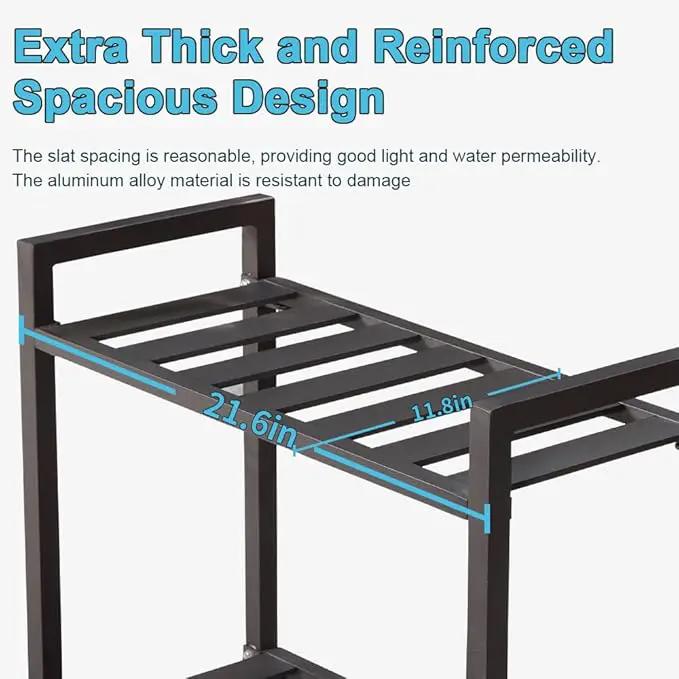 Versatile Indoor/Outdoor Plant Stand – High-Strength Aluminum with 300 LBS Load Capacity - Ideal Decor for Patios, Gardens, Living Rooms | L21.6 x W11.8 x H22 inches by GreenHaven Gardens