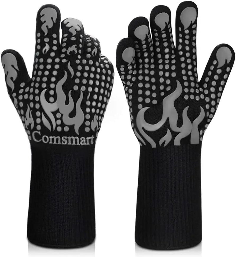 Comsmart BBQ Gloves, 1472F Heat Resistant Silicone Non-Slip Oven Mitts, Long Kitchen Gloves Perfect for Grilling, Cooking, Baking, Cutting by GreenHaven Gardens