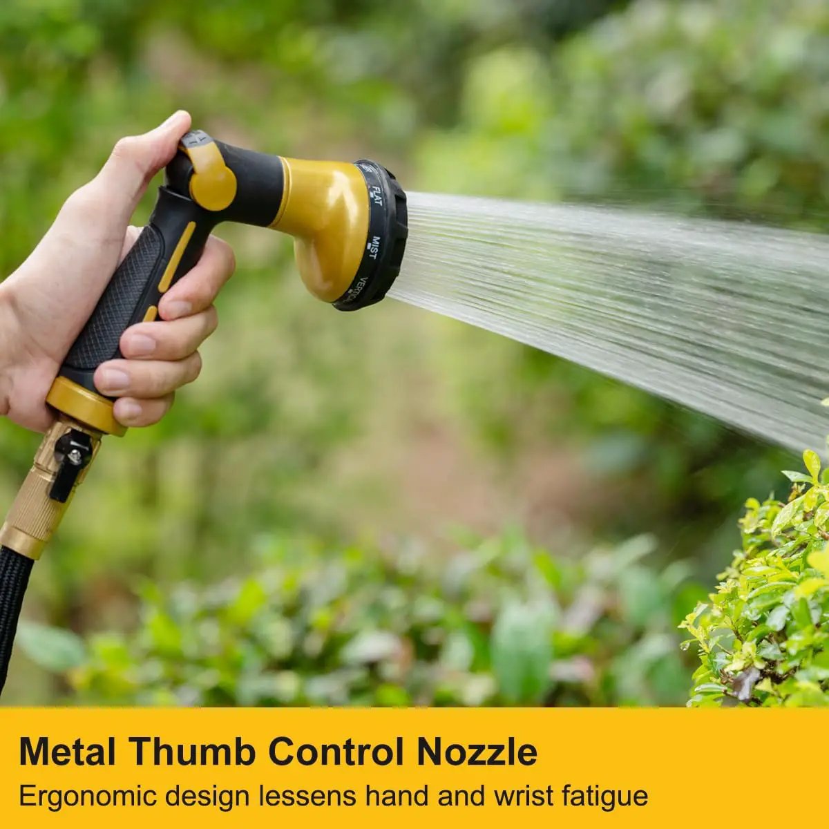 FANHAO Garden Hose Nozzle Heavy Duty, 100% Metal Water Hose Sprayer with 8 Spray Patterns, High Pressure Spray Nozzle Thumb Control On Off Valve for Outdoor Lawn & Plant Watering, Car & Pet Washing by GreenHaven Gardens