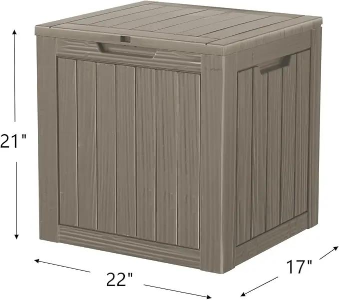 35 Gallon Lockable Resin Deck Box, Waterproof & UV-Resistant Outdoor Storage Box for Outdoor Cushion Storage, Garden Tools & Pool Accessories Storage, Gray by GreenHaven Gardens