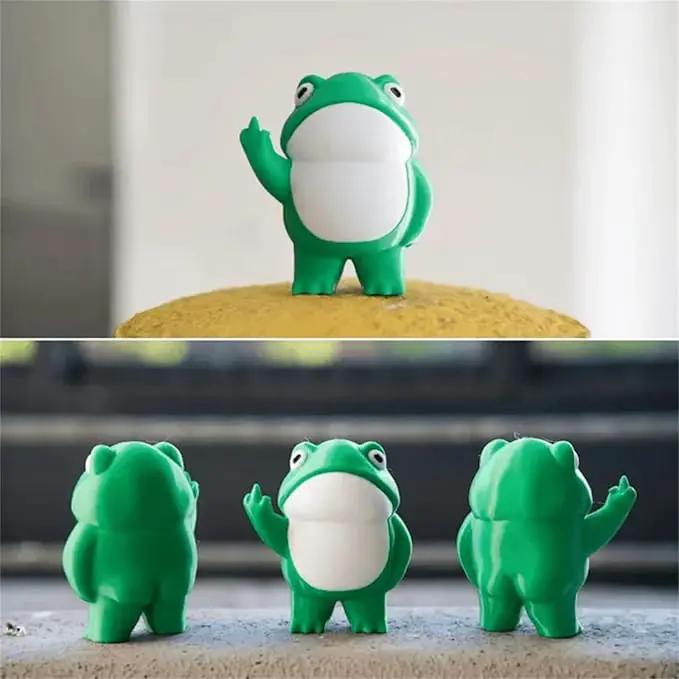 Jxueych Rebellious Frog Figurine, Frog Garden Statue, Tall 3.3 inch, Cute Mini Frog for Fairy Garden Decor, Happy Frog Figurines Outdoor Table Decortation (Frog) by GreenHaven Gardens