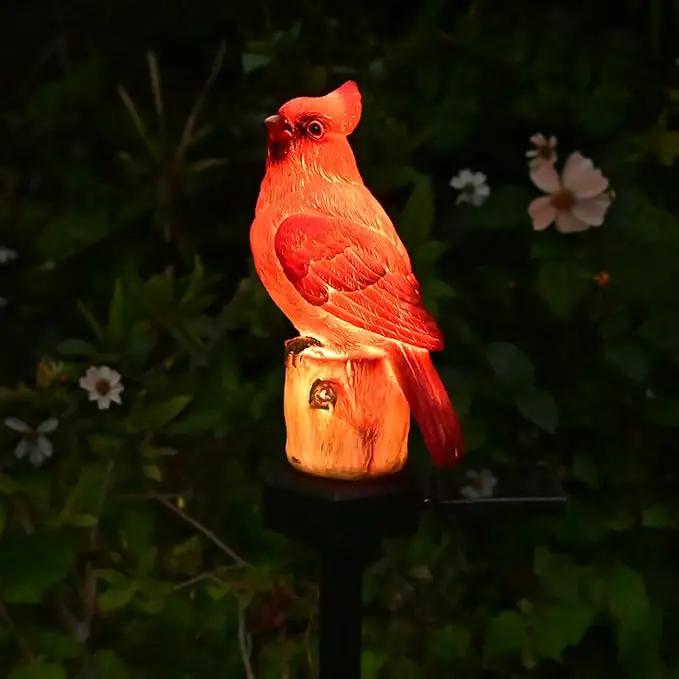 Cardinal Garden Decor Red Bird Figurine Memorial Solar Light Outdoor Stake Patio Yard Art Lawn Ornaments Porch Cute Christmas Decorations Outside Mom Grandma Women by GreenHaven Gardens