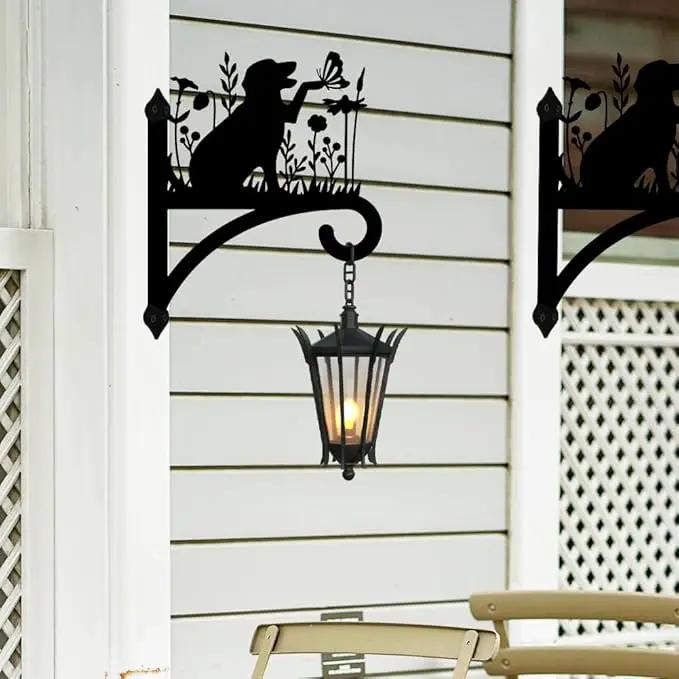 Peacoblue Iron Plant Hangers Holder for Outdoor Indoor Hanging Plants Fern Pots, Lantern, Bird Feeder, Wind Chimes, 12”x14” Dog Weather Resistant Metal Wall Brackets Hooks for Porch, Garden, Home(Dog) by GreenHaven Gardens