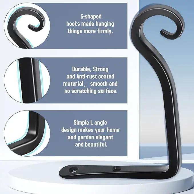 FEED GARDEN Hanging Plant Bracket 2 Pack 6 Inch Hand-Forged Plant Hangers for Outdoor with Screws by GreenHaven Gardens