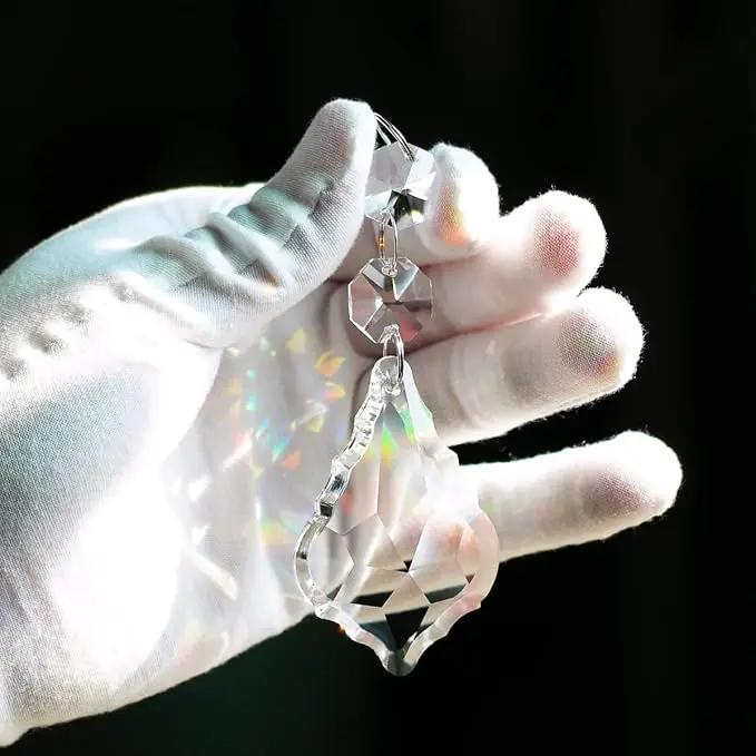 12pcs Maple Leaf Crystal Chandelier Prism Pendant Parts, 63mm Hanging Crystals Beads for Chandelier Wedding Decoration Clear by GreenHaven Gardens