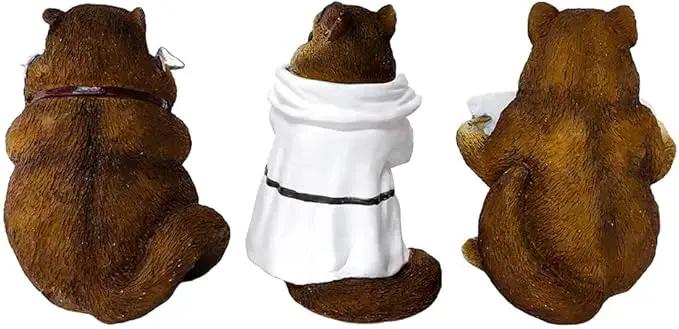 Spring & Summer-Themed Garden Statues – Adorable Outdoor Decor for Lawn, Patio & Porch (Whimsical Chipmunk Trio Set of Three Figurines, 5" Cute Desk Decor and Garden Statues) by GreenHaven Gardens