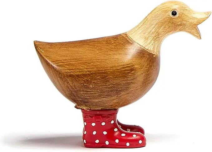 GUTE Duck Yard Decorations Yard Art Garden Puddle Ducks with Spotted Wellies Boots - Single - Garden Decor Statues, Duck Figurine Statue - Waterproof Indoor & Outdoor Lawn Gnome Ornament (Small Duck) by GreenHaven Gardens